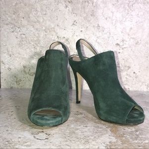 White House Black Market Green Suede Slingbacks
